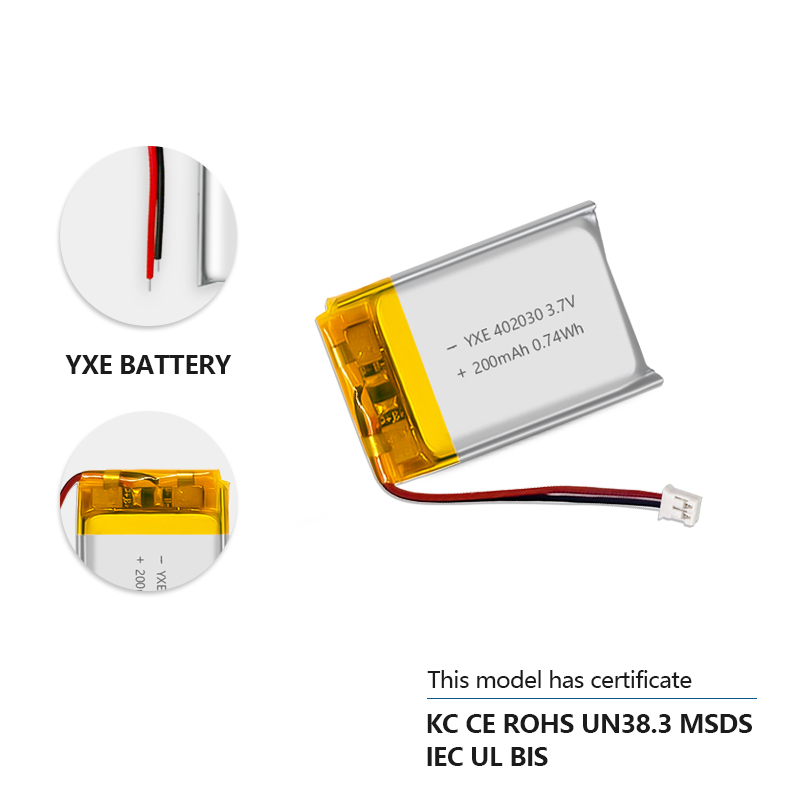 3.7 V Li-ion Battery 402030-200mah